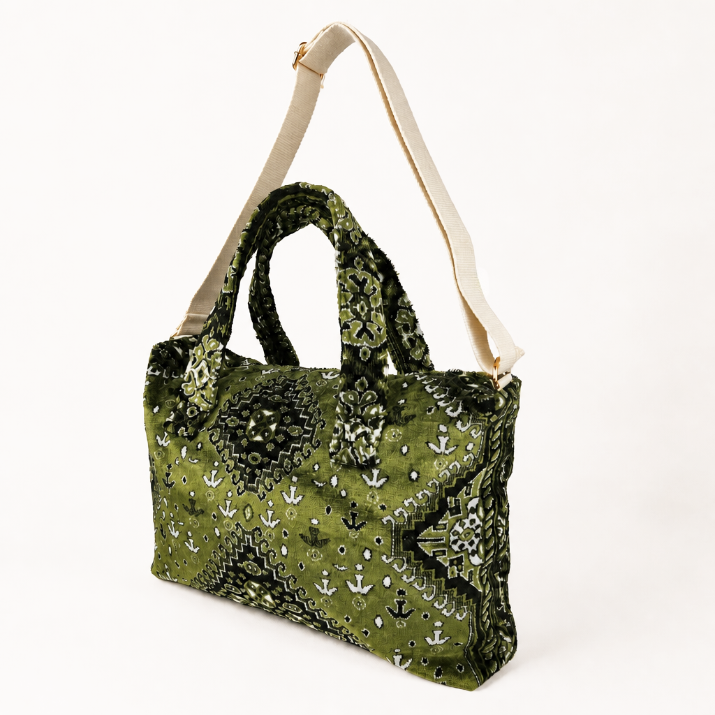 MINI SOCCO CARPET OLIVE OFF WHITE STRAP