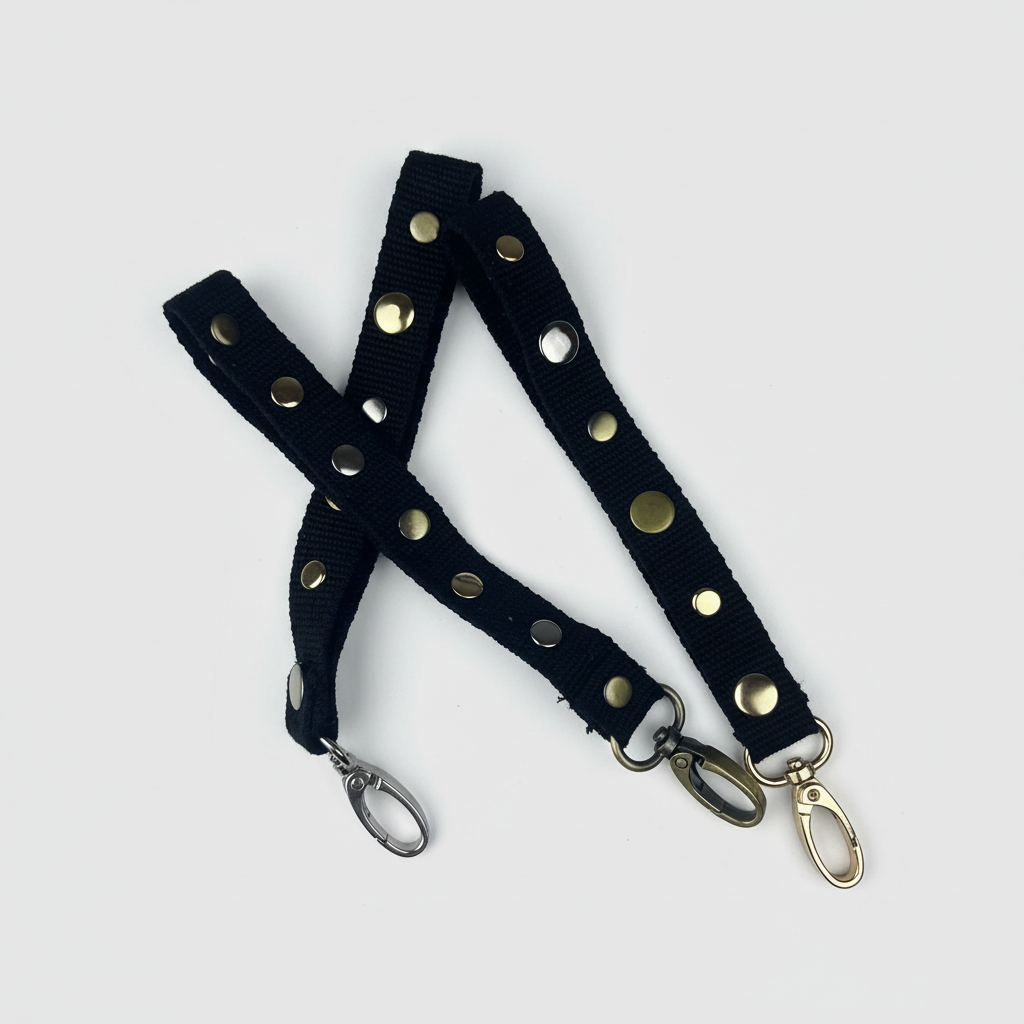 STRAP STUDS BLACK WITH GOLDEN CLIP
