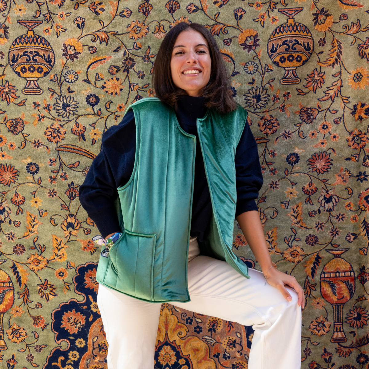 GILET ATLAS VELVET GREEN VINTAGE